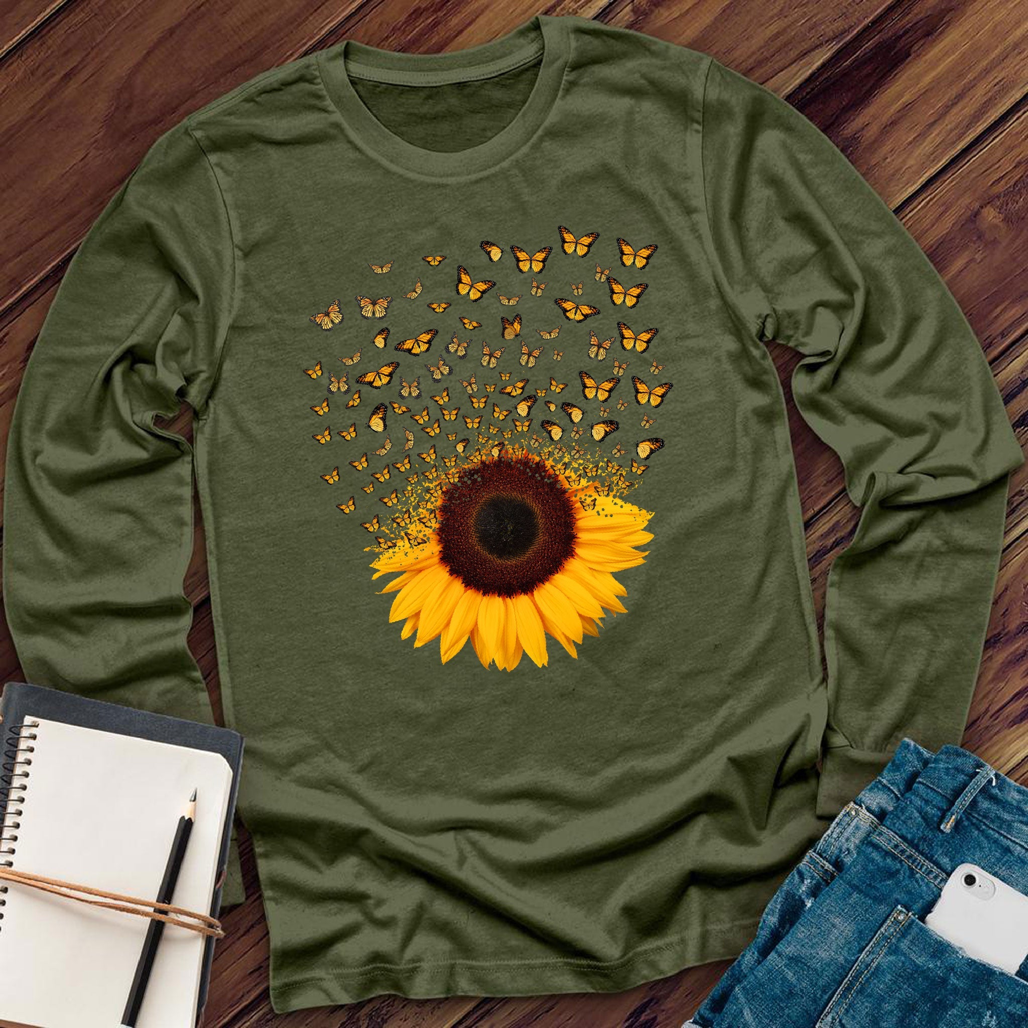 Adorable Butterfly Sunflower Long Sleeve - Love Tees