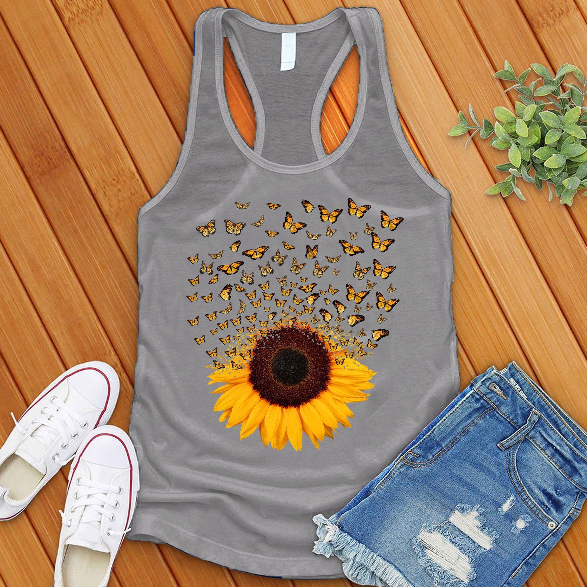 Adorable Butterfly Sunflower Women's Tank Top - Love Tees