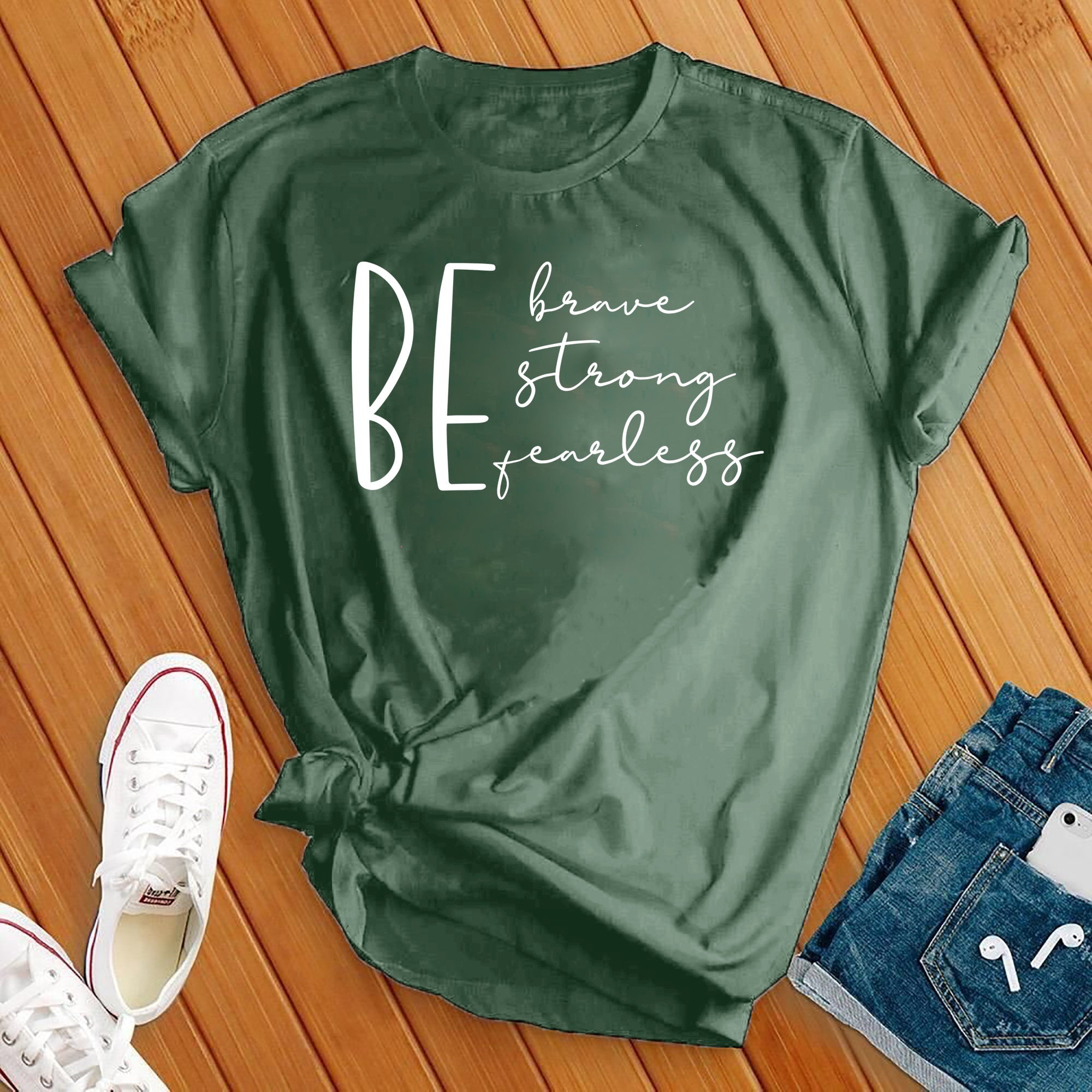 Be Brave Strong Fearless White Tee - Love Tees