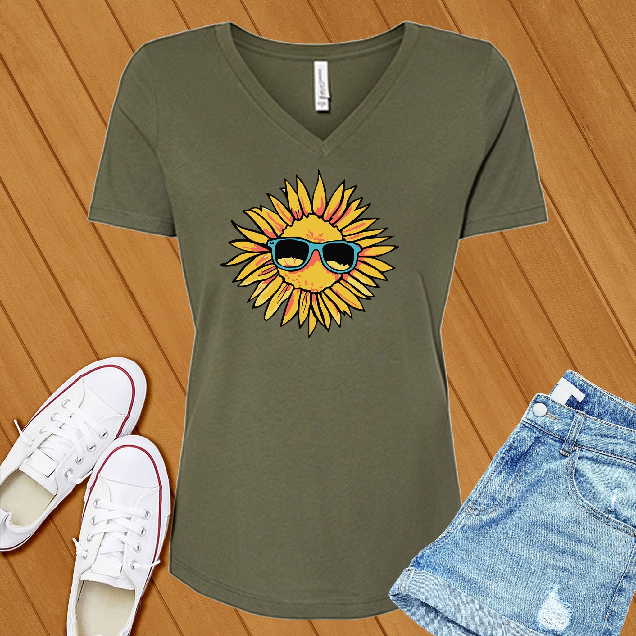 Chillin Sunflower V-Neck - Love Tees