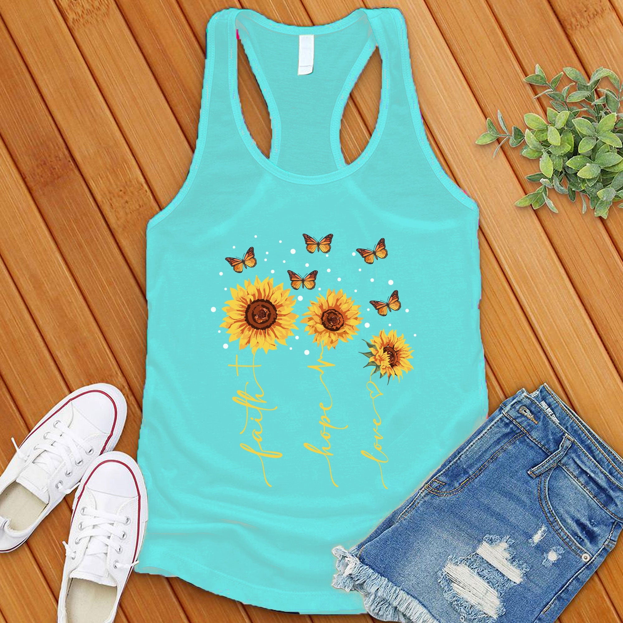 Faith Hope Love Sunflowers Women's Tank Top - Love Tees