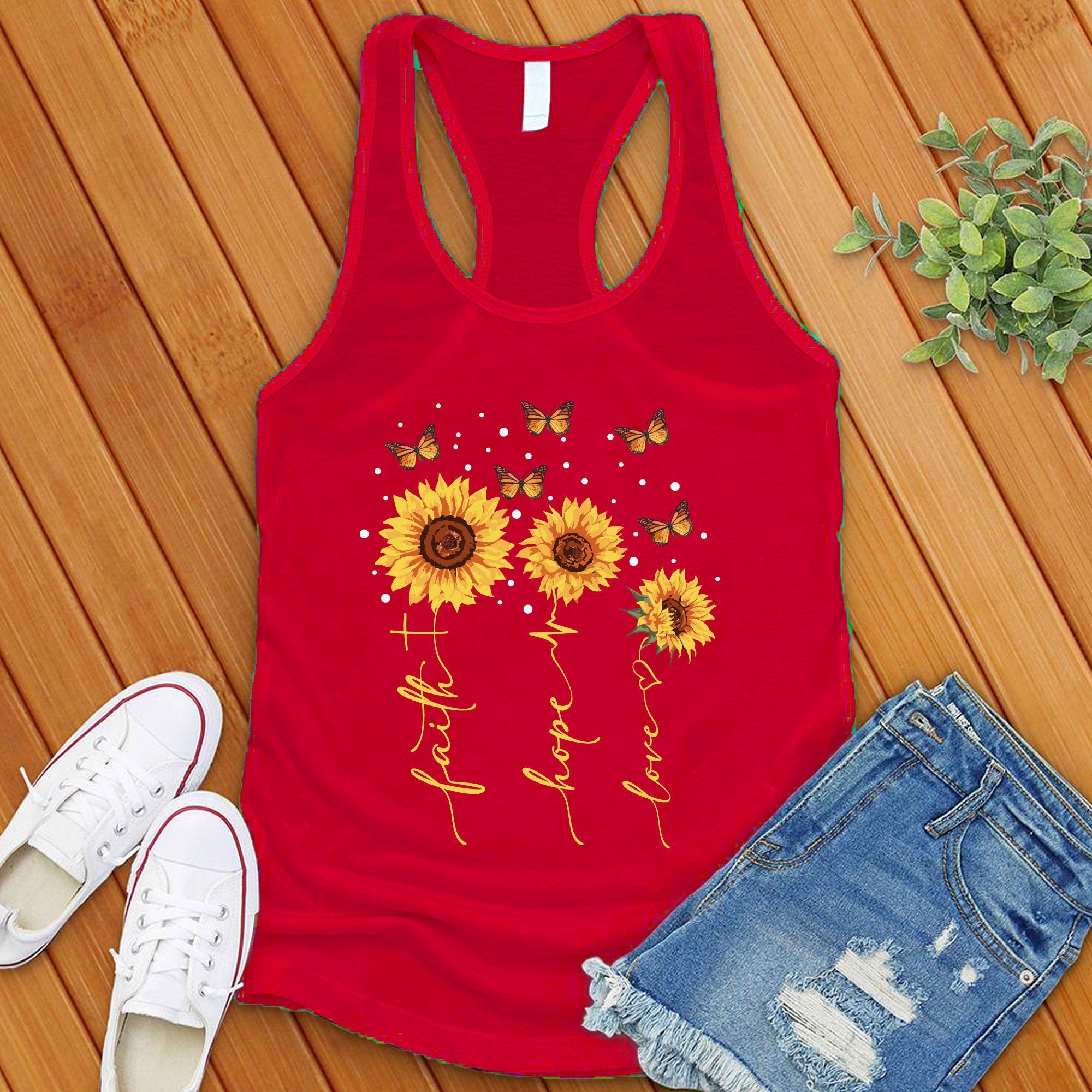 Faith Hope Love Sunflowers Women's Tank Top - Love Tees