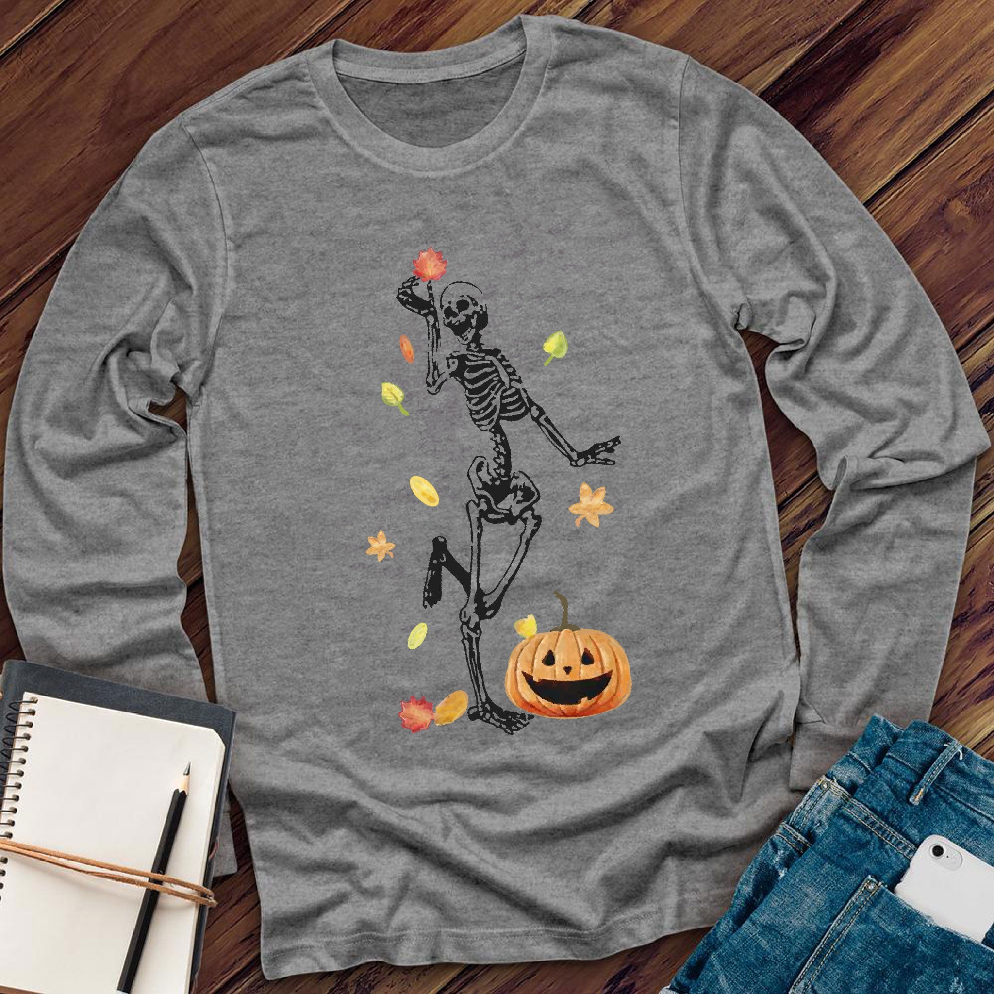 Fall Skeleton Pumpkin Long Sleeve - Love Tees