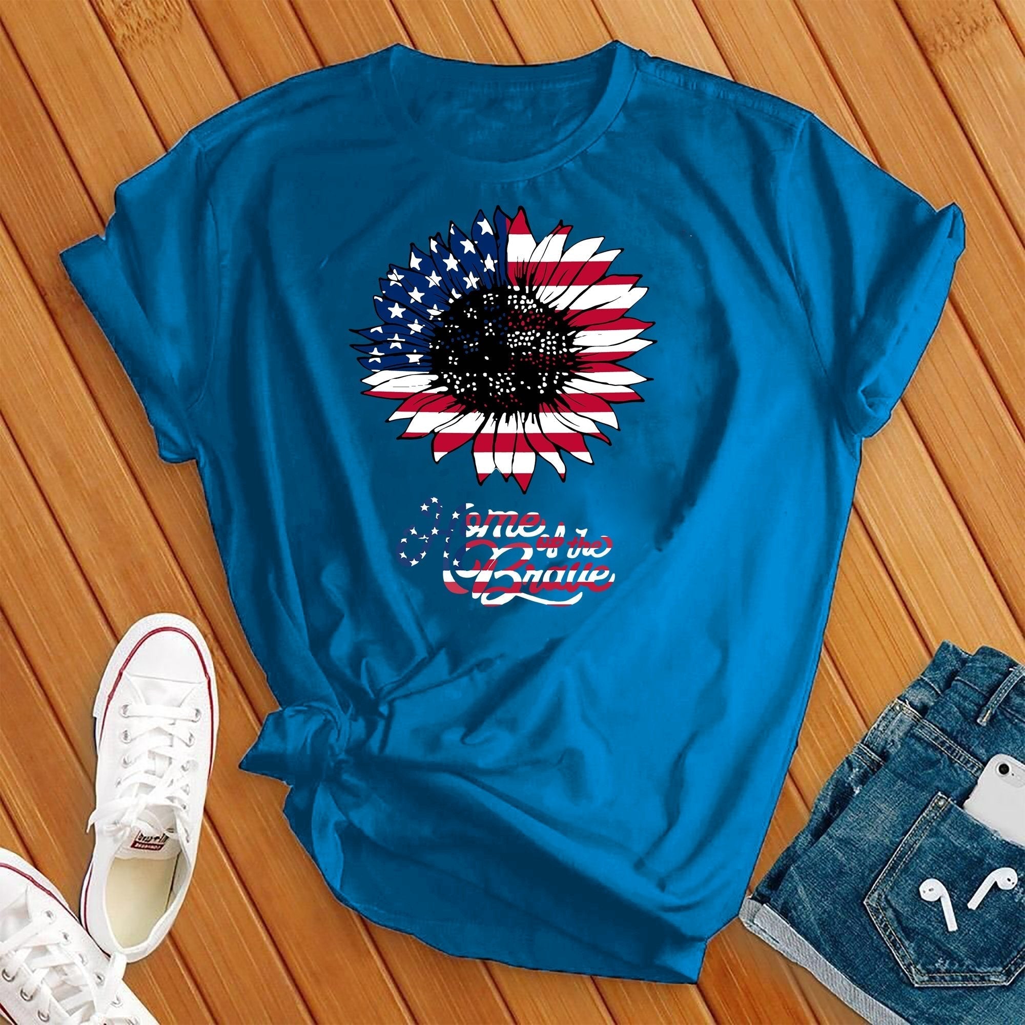 Home Of The Brave Flower 4th Of July Tee - Love Tees
