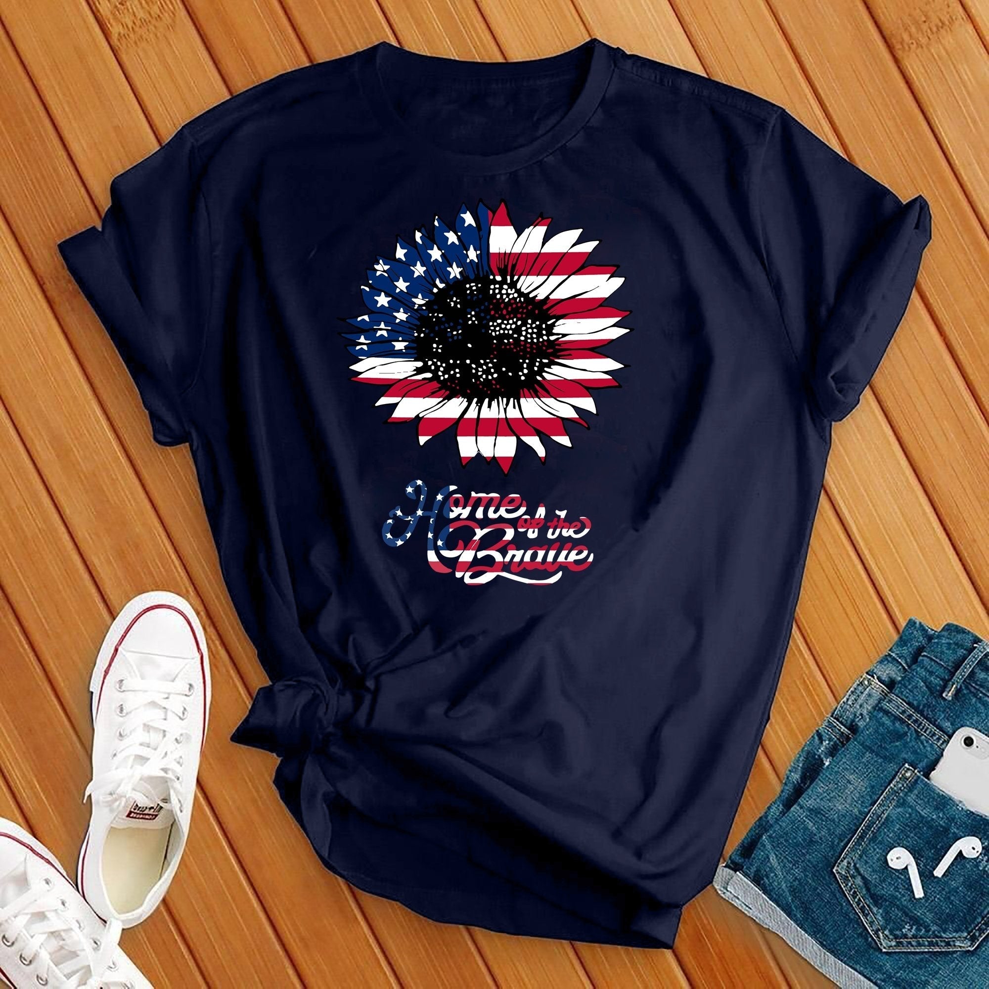 Home Of The Brave Flower 4th Of July Tee - Love Tees
