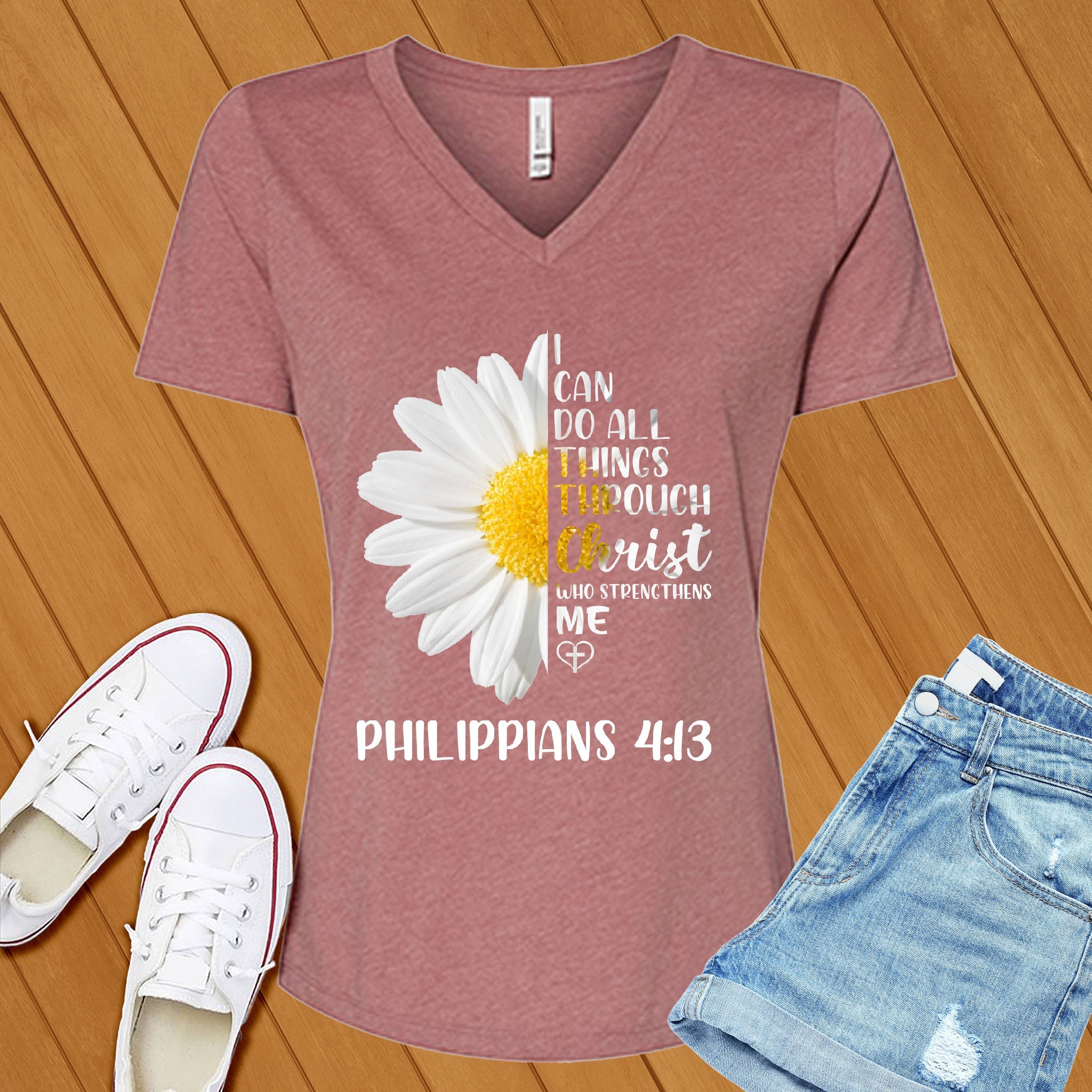 I Can Do All Things Flowers V-Neck - Love Tees