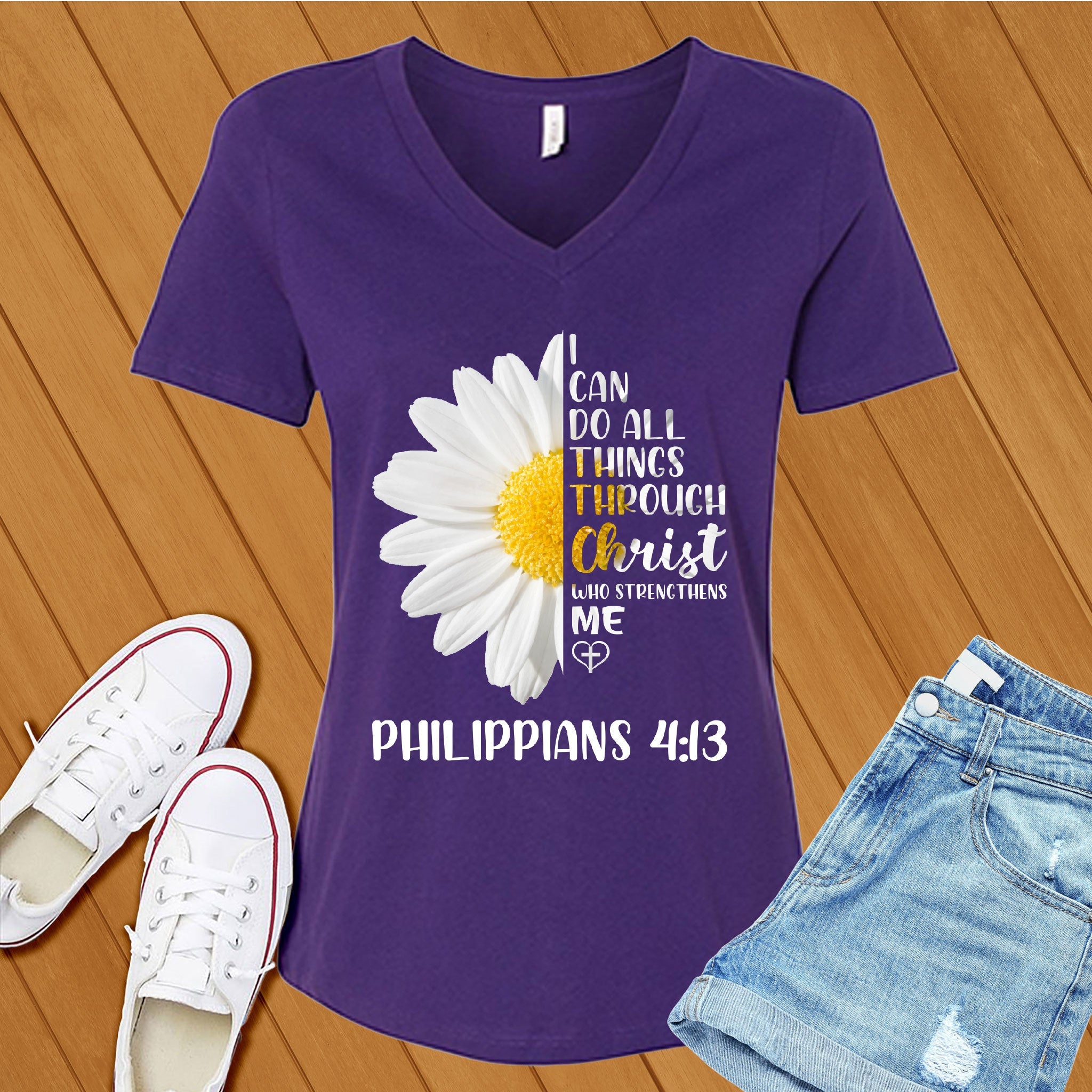 I Can Do All Things Flowers V-Neck - Love Tees