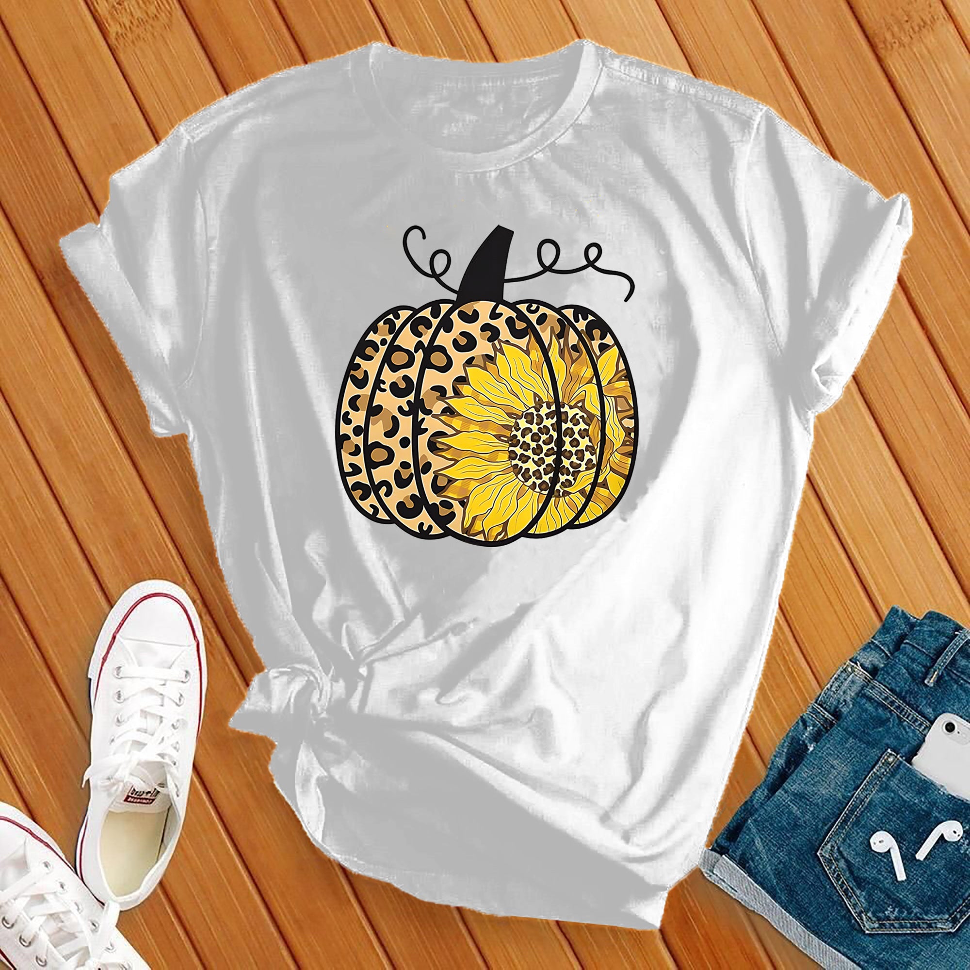 Leopard Pumpkin Sunflower Tee - Love Tees
