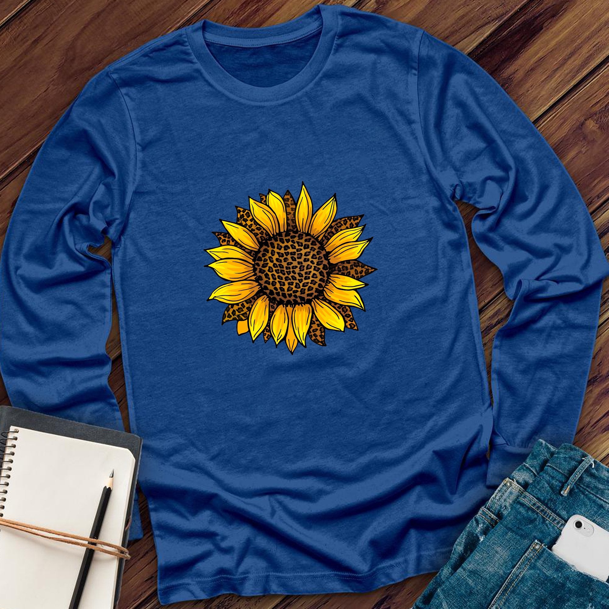 Leopard Sunflower Cute Long Sleeve - Love Tees