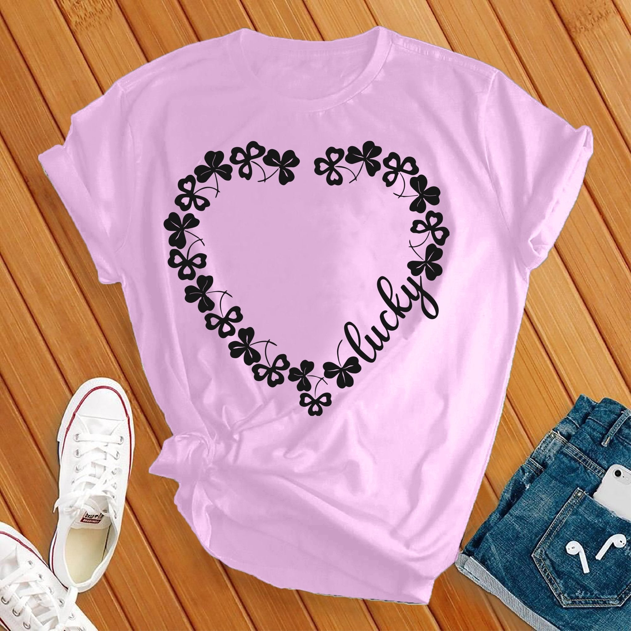 Lucky Heart Shamrocks Tee - Love Tees