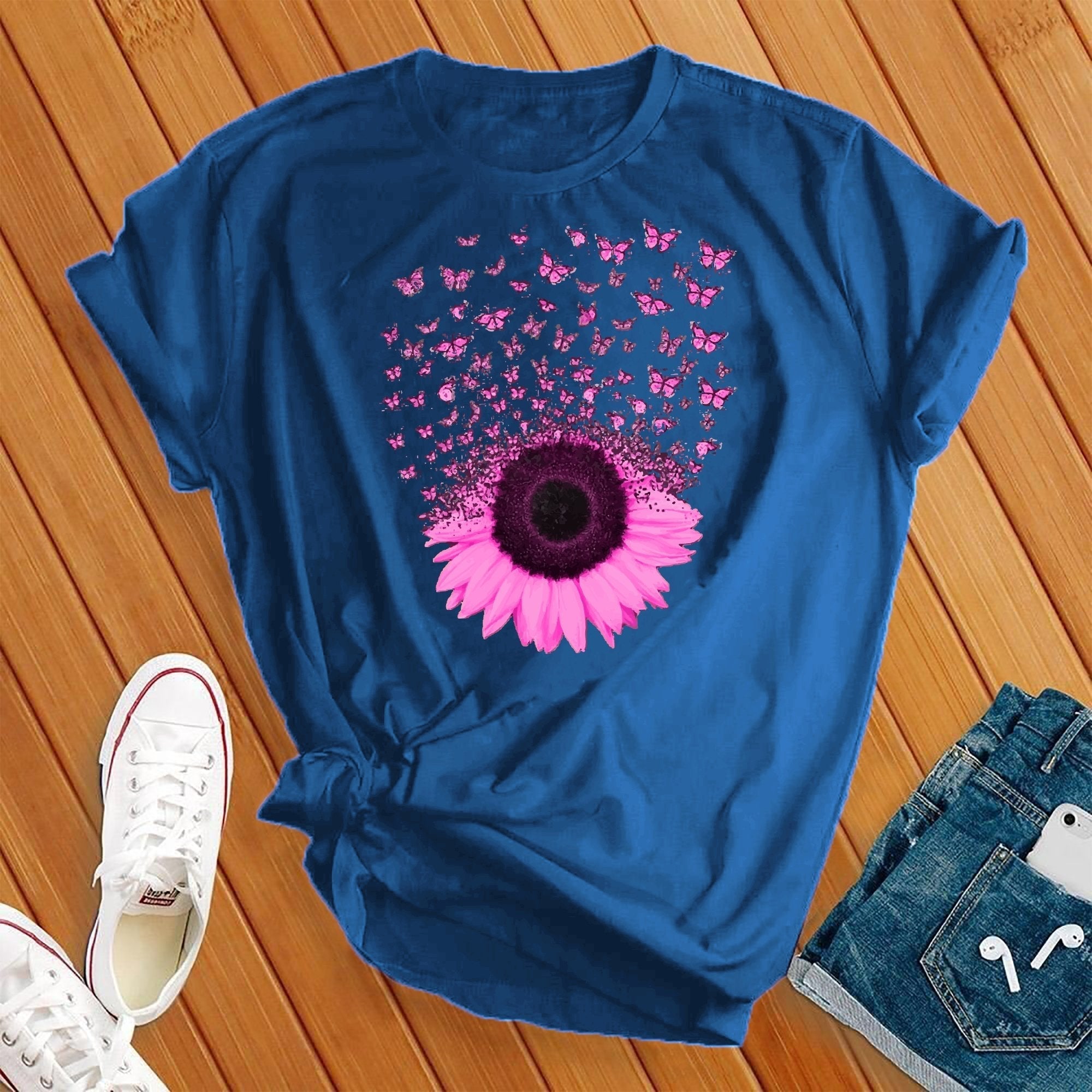 Pink Butterfly Sunflower Tee - Love Tees