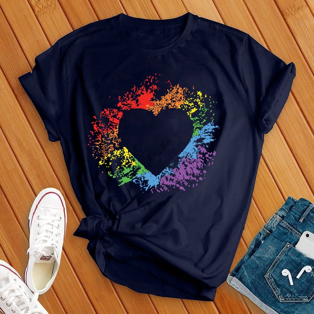 Rainbow Splash Heart Tee - Love Tees