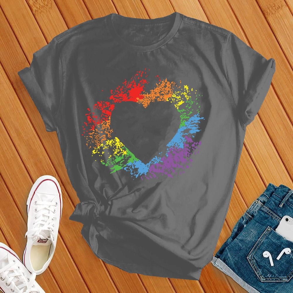 Rainbow Splash Heart Tee - Love Tees