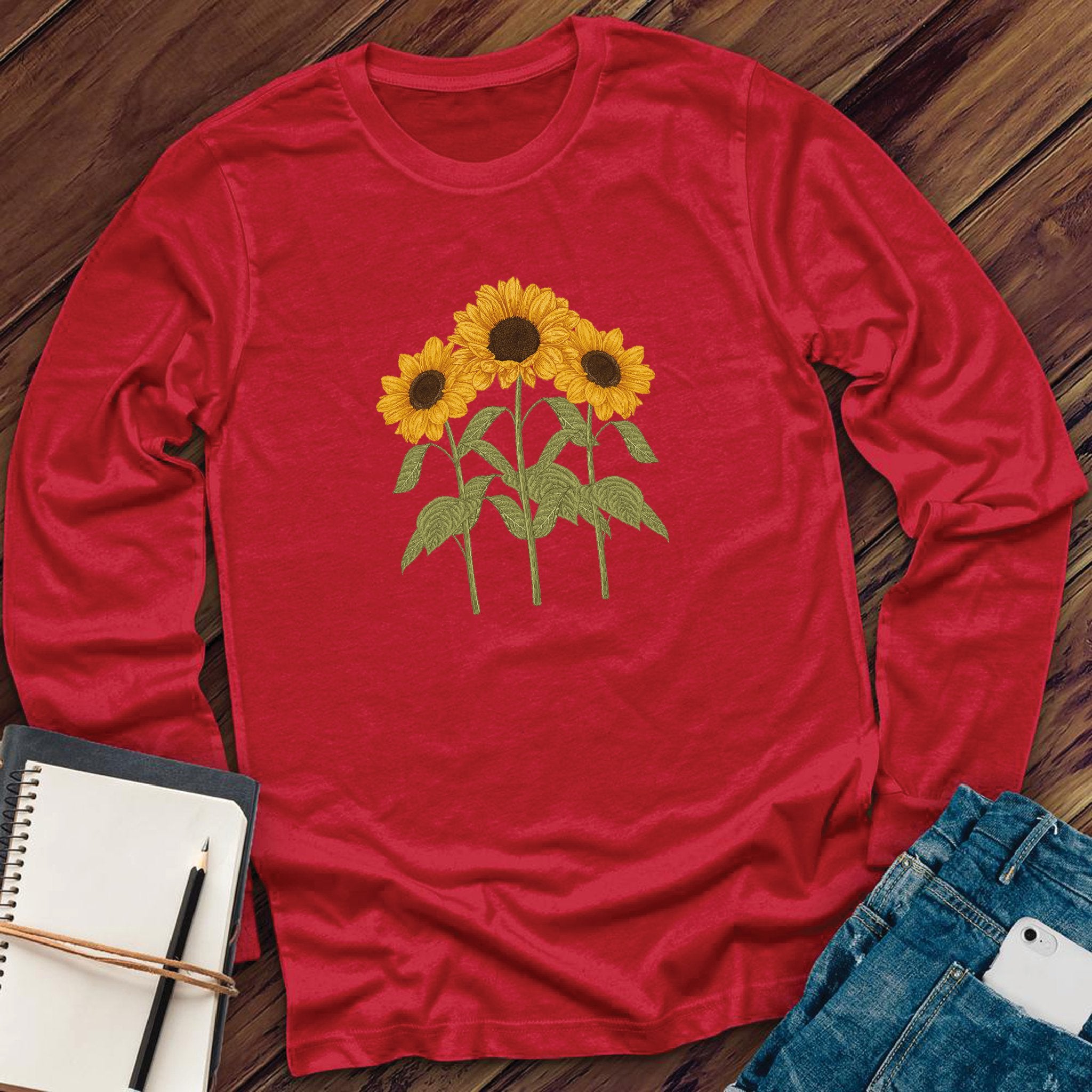 Watercolor Sunflower Garden Long Sleeve - Love Tees